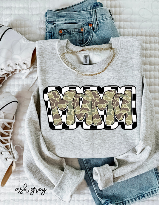 Checkered Duck Camo Mama Completed Tee