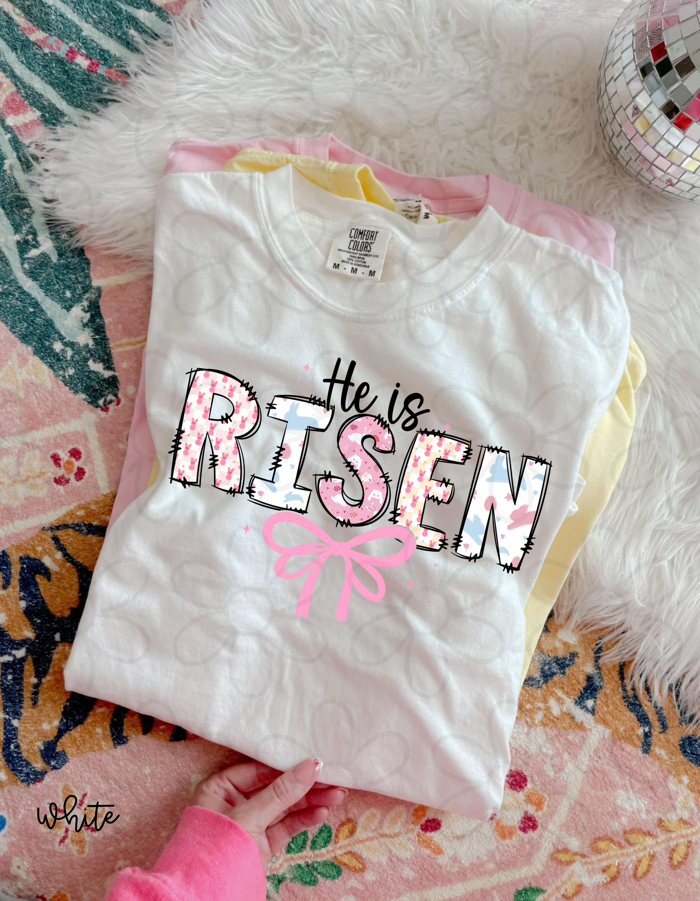 Coquette He Is Risen Kids Completed Tee