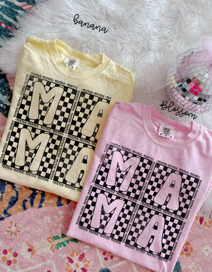 Distressed Checkered Mama Completed Tee