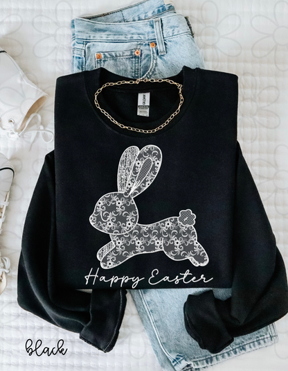 Lace Happy Easter Bunny Completed Tee