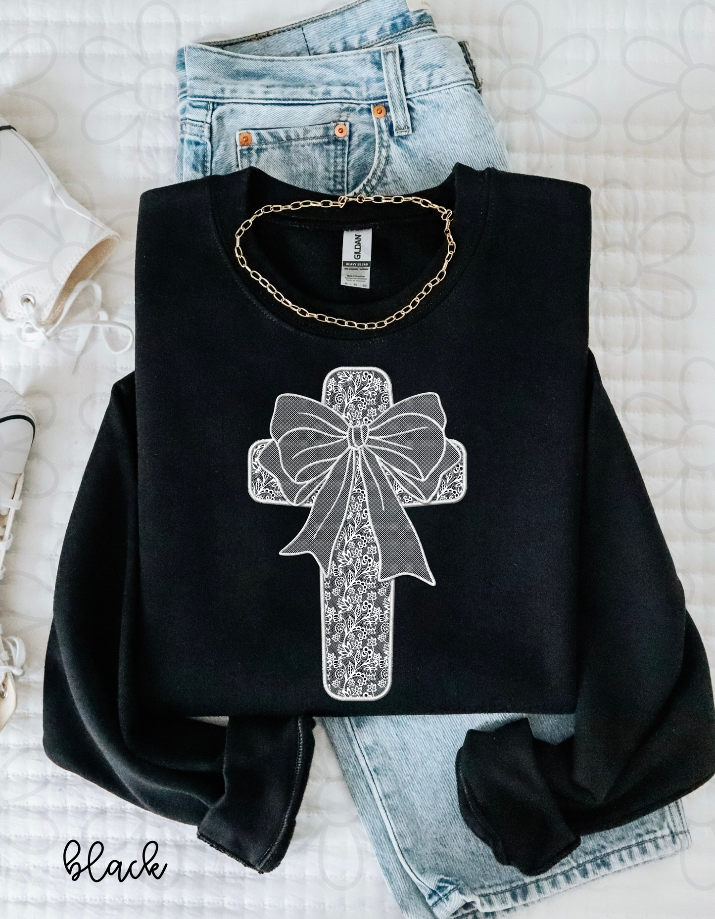 Lace Cross With Bow Completed Tee