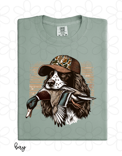 Spaniel Duck Hunting Dog Kids Completed Tee