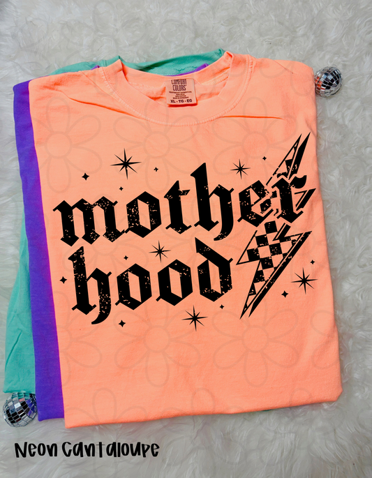 Distressed Motherhood Lightening Bolt Completed Tee