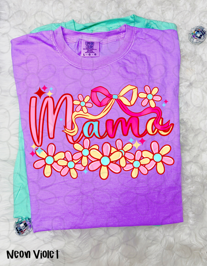 Spring Flower Bow Mama Completed Tee