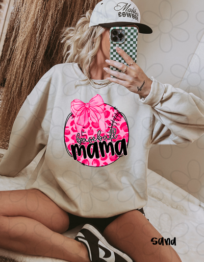 Pink Leopard Baseball Mama Completed Tee