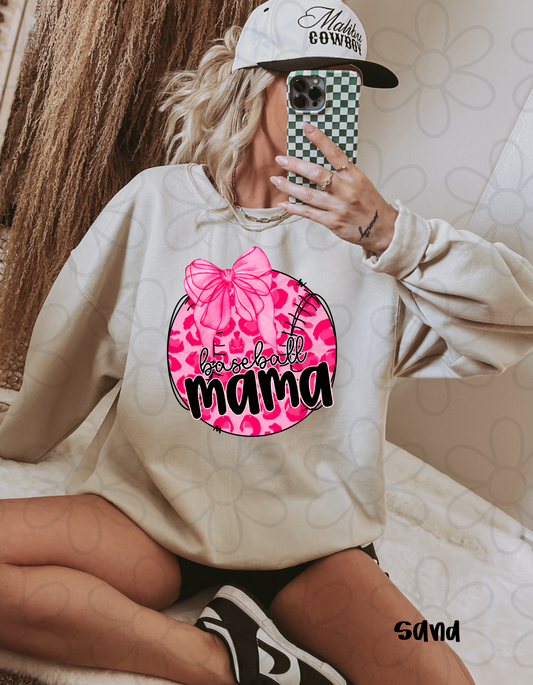 Pink Leopard Baseball Mama DTF Transfer