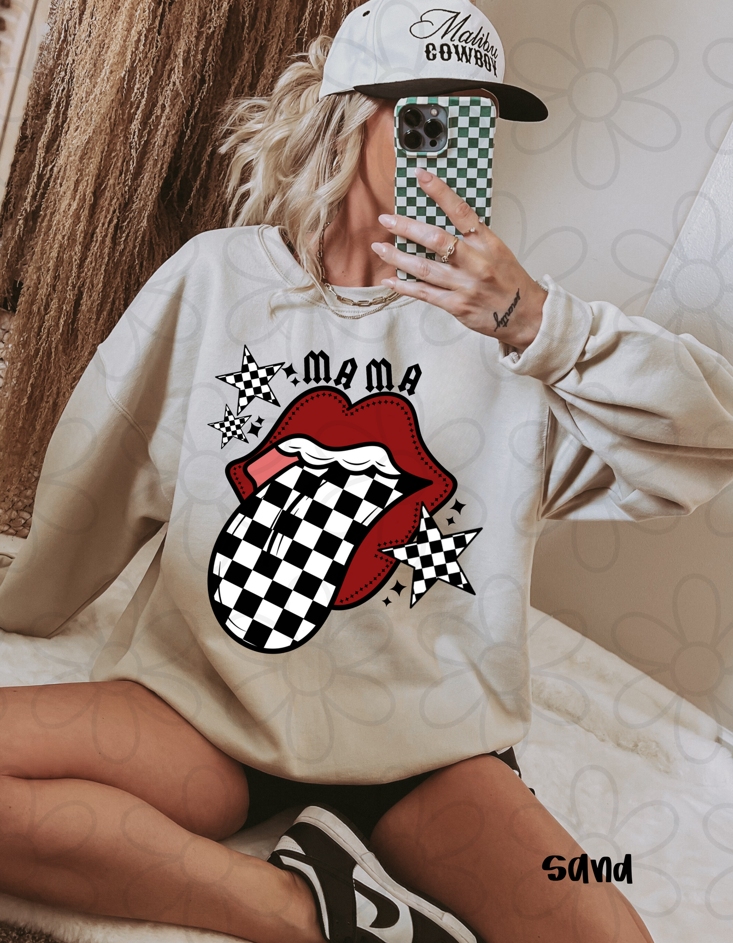 Checkered Tongue Mama Completed Tee