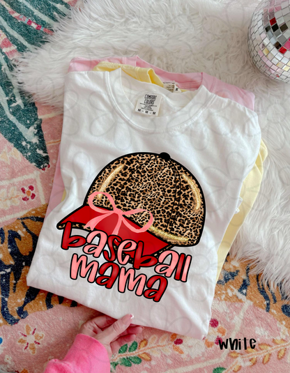 Leopard Hat Baseball Mama Completed Tee