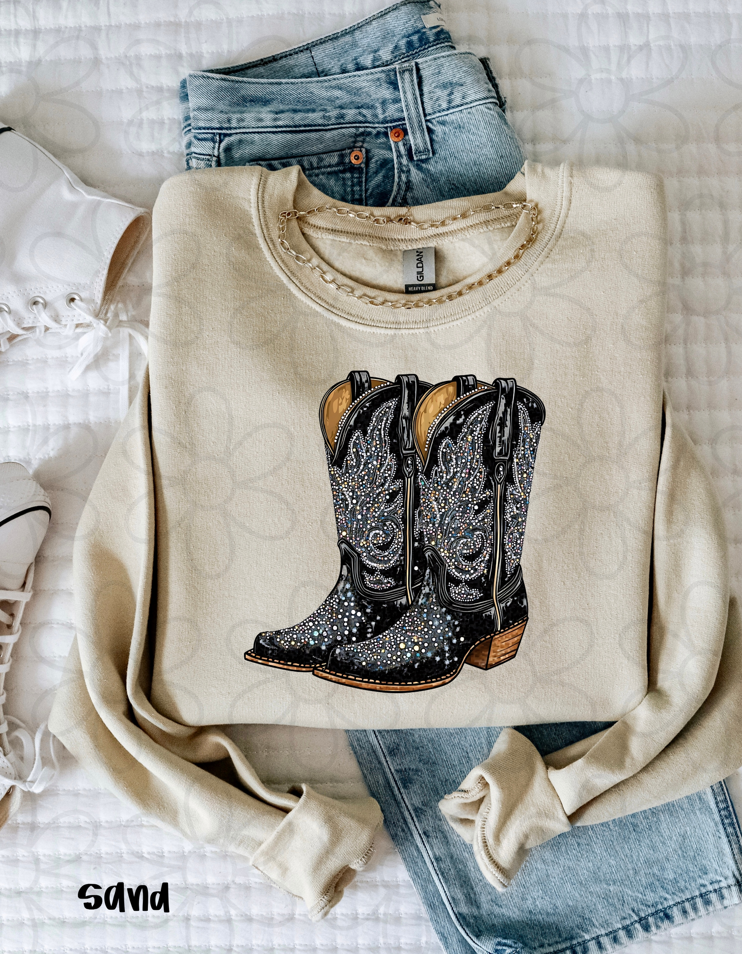 Black Rhinestone Boots DTF Transfer