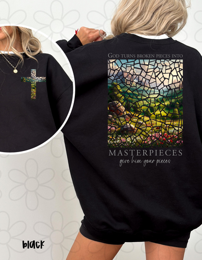 God Turns Broken Pieces Into Masterpieces Completed Tee