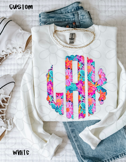 Bright Floral Monogram Completed Tee