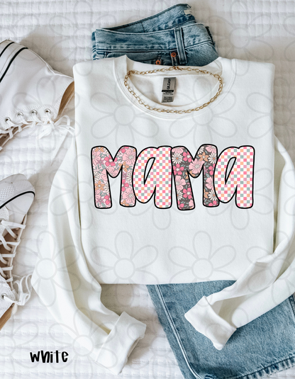 Check Floral Mama Completed Tee