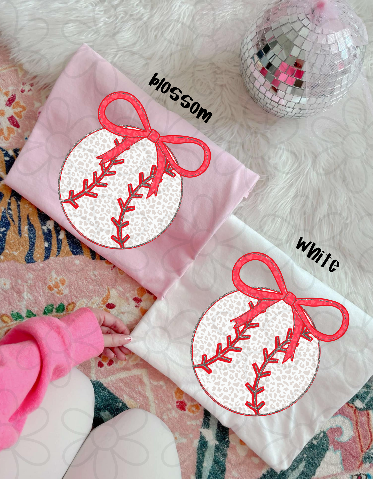 Pink Bow Leopard Baseball DTF Transfer