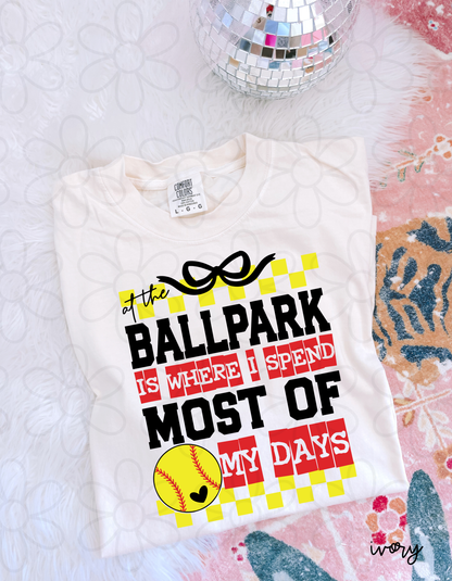 Softball At The Ballpark Is Where I Spend Most Of My Days Kids Completed Tee