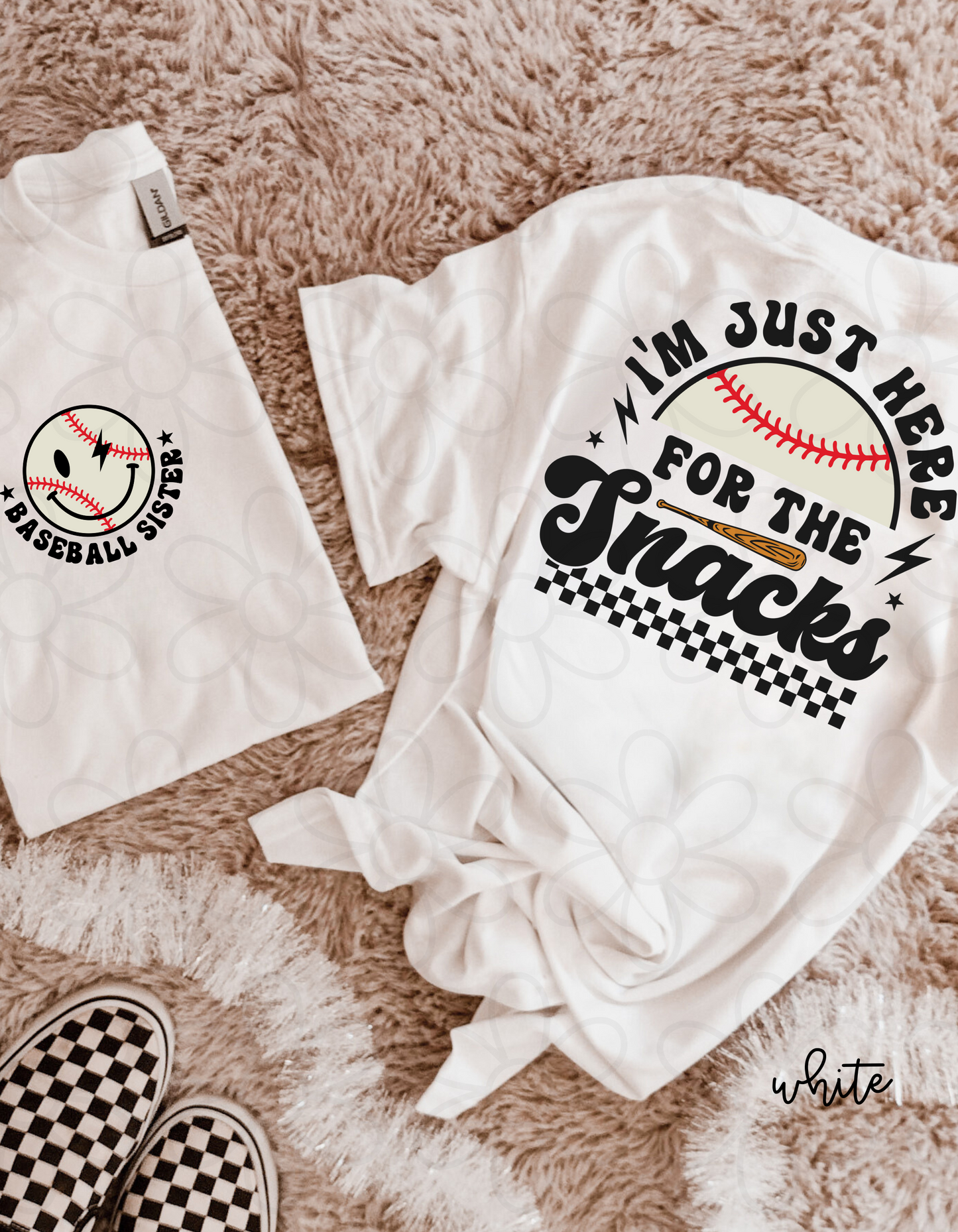 Im Just Here For The Snacks Baseball Sister Kids Completed Tee