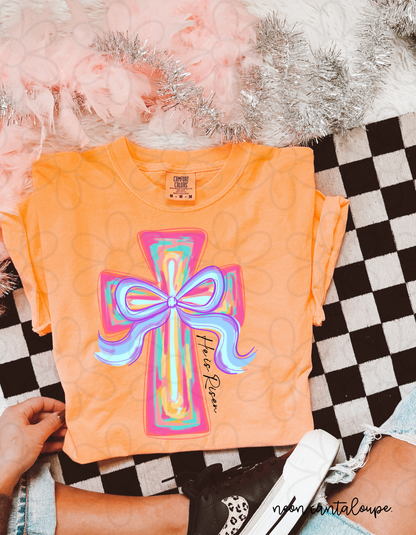 Watercolor Cross He Is Risen Completed Tee