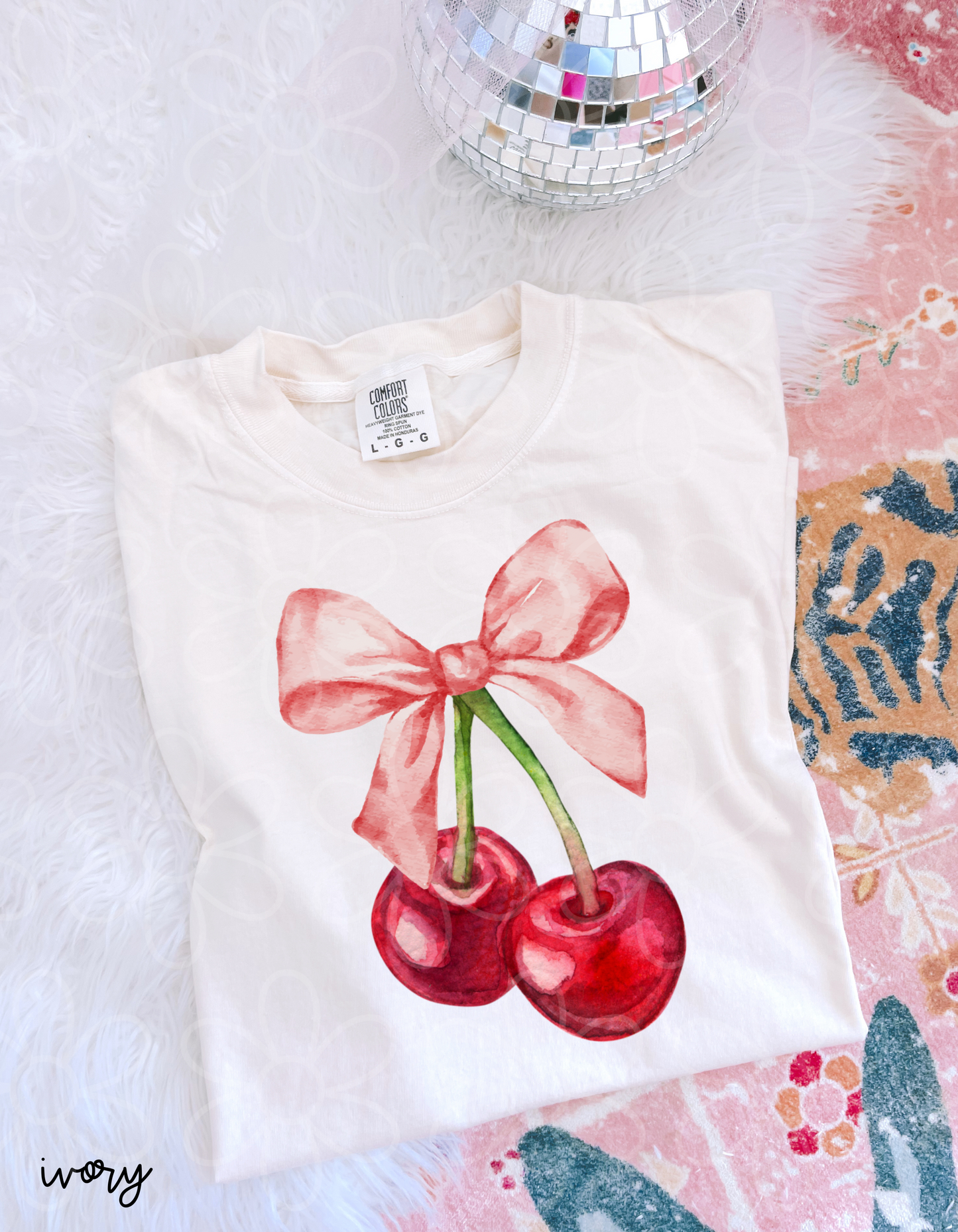 Coquette Bow Cherries Completed Tee