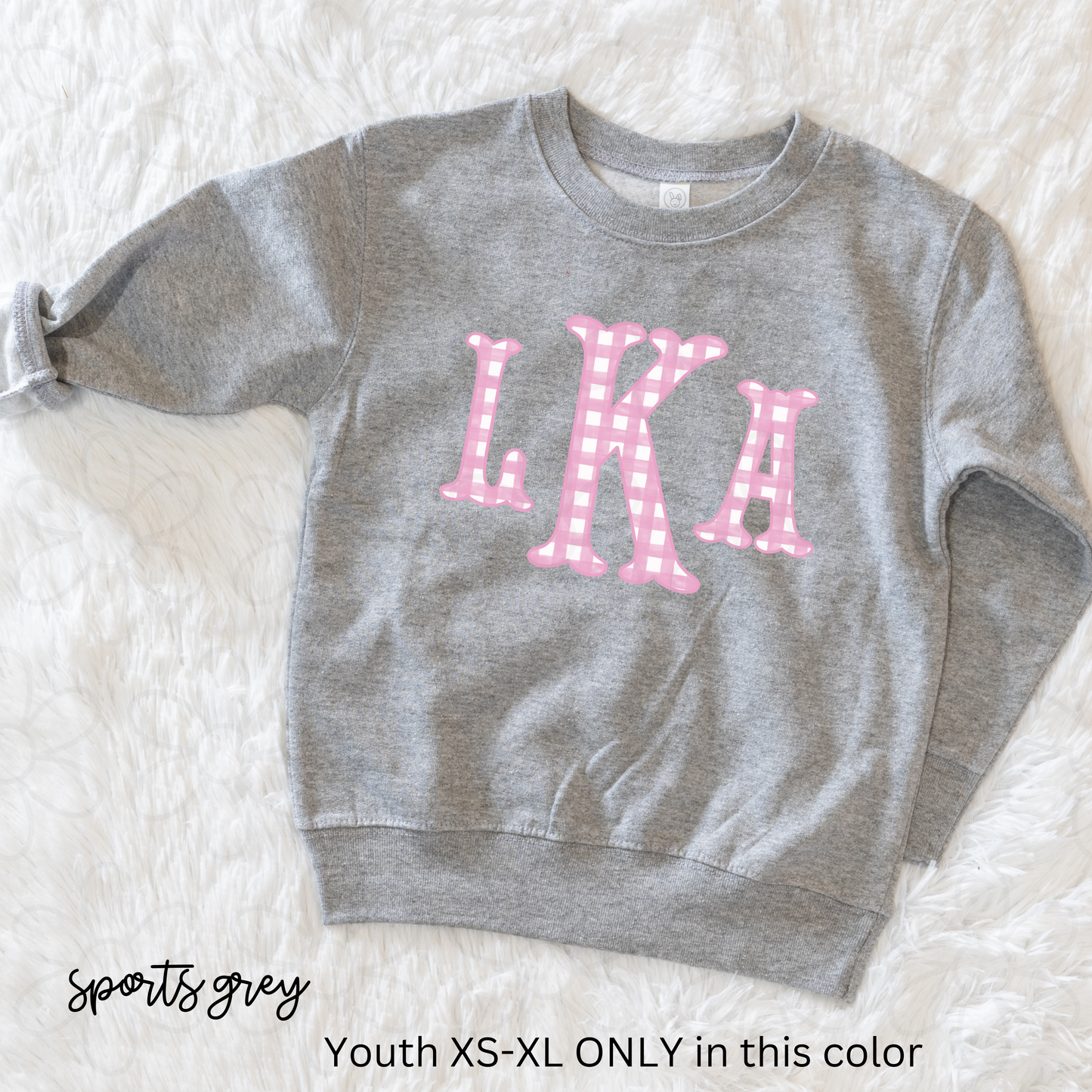 Pink Checkered Monogram Kids Completed Tee