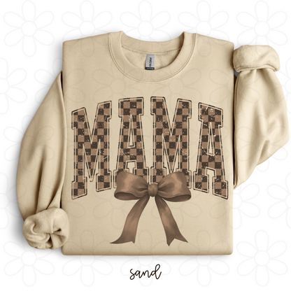 Tan Checkered Coquette Mama Completed Tee