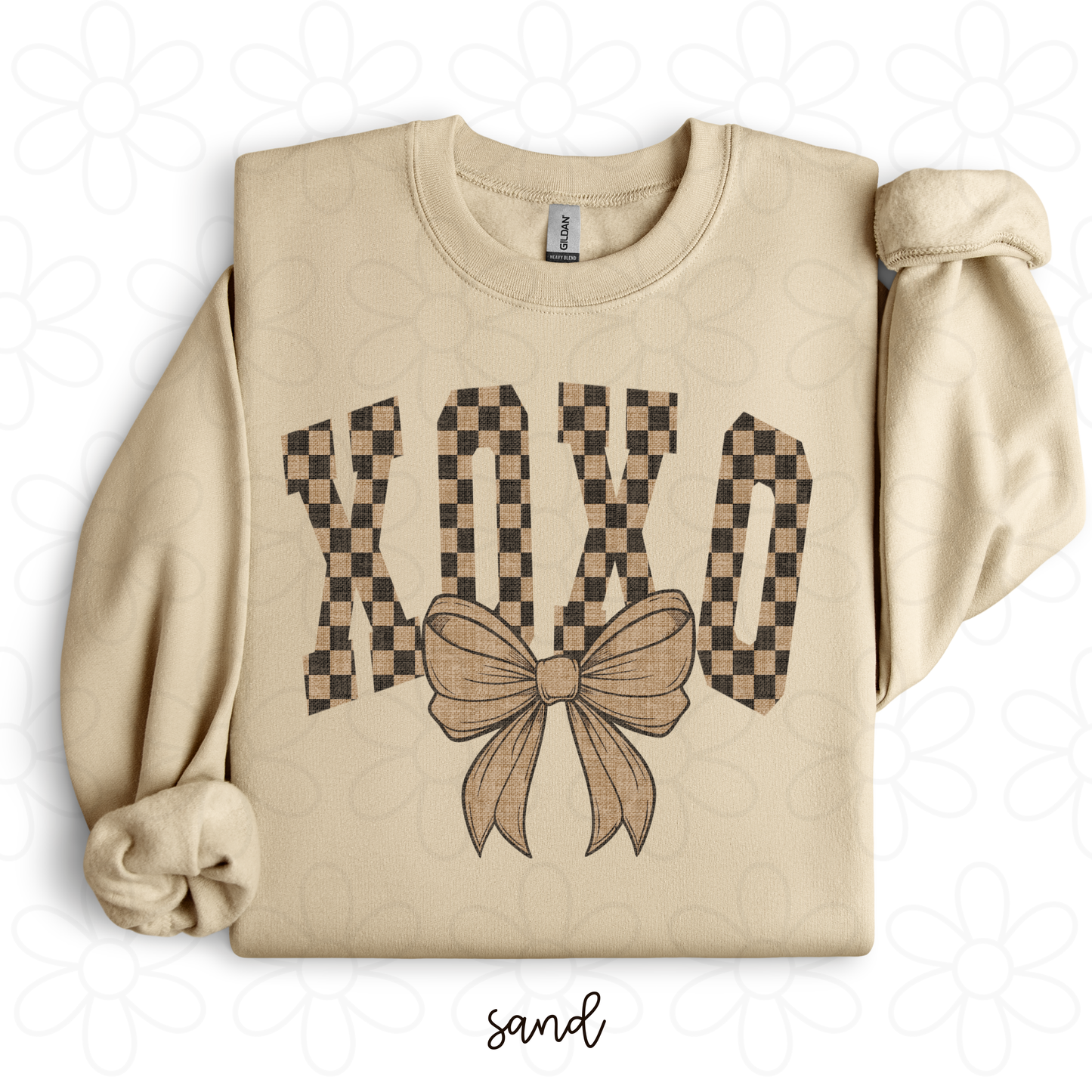 Tan Checkered Coquette XOXO Completed Tee