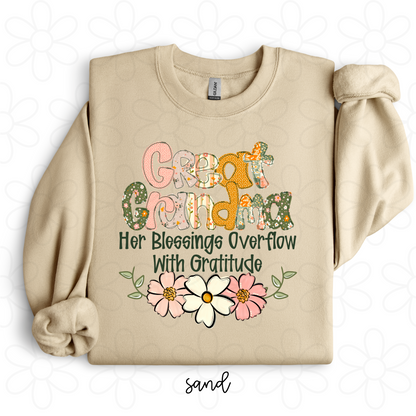 Custom Her Blessings Overflow With Gratitude (Multiple Options) Completed Tee