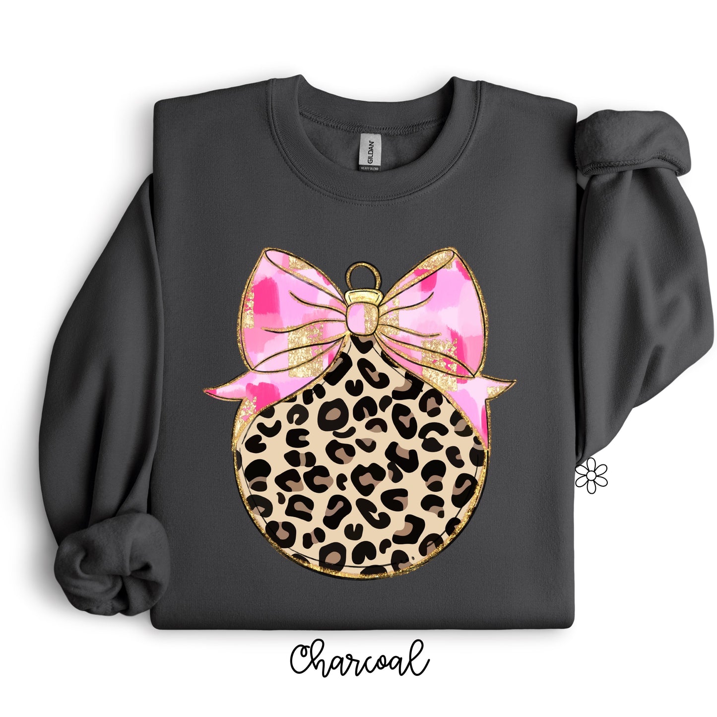 Leopard Ornament with Pink Bow DTF Transfer