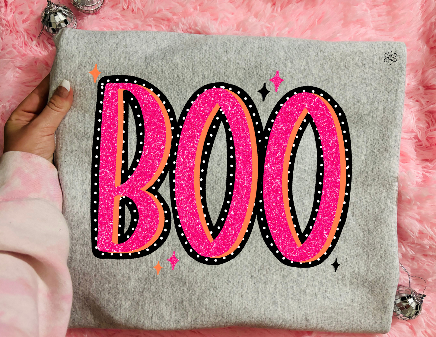 Pink Sparkle BOO Completed Tee