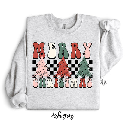 Retro Merry Christmas Checker Kids Completed Tee