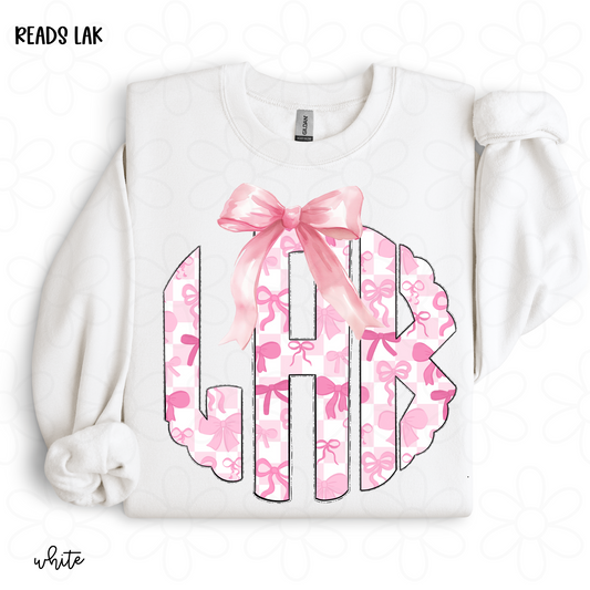 Pink Bows Monogram DTF Transfer