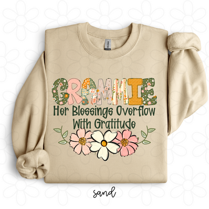 Custom Her Blessings Overflow With Gratitude (Multiple Options) Completed Tee