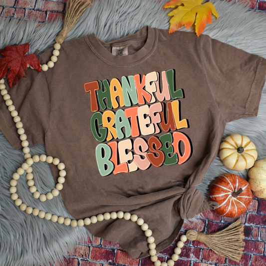 Thankful Grateful Blessed Completed Tee