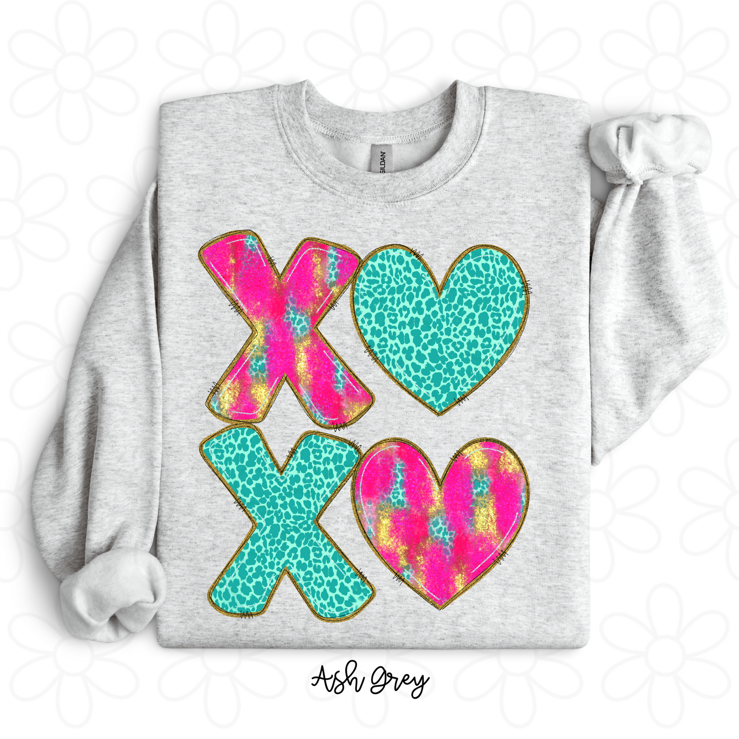 XOXO Turquoise & Pink Leopard DTF Transfer