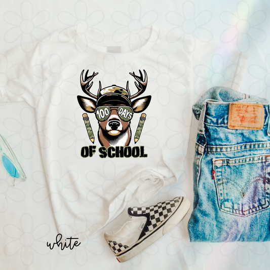 100 Days Of School Camo Deer Kids Completed Tee