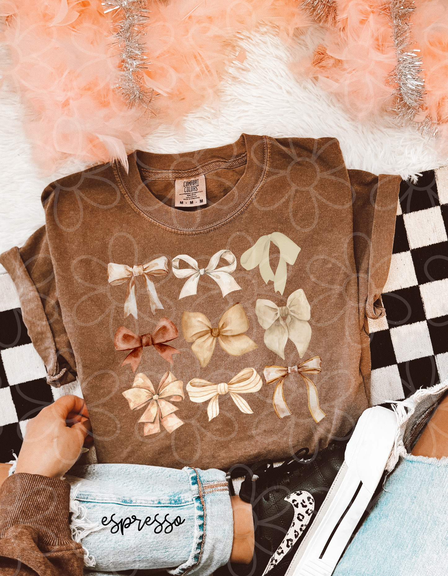 Brown Bow Coquette Kids Completed Tee