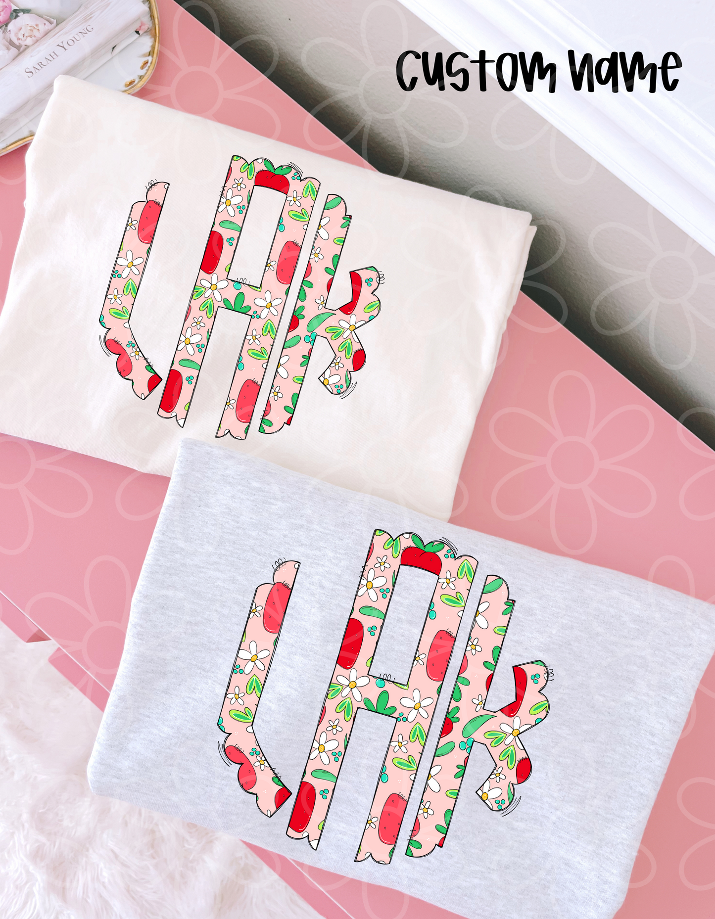 Strawberry Monogram Kids Completed Tee