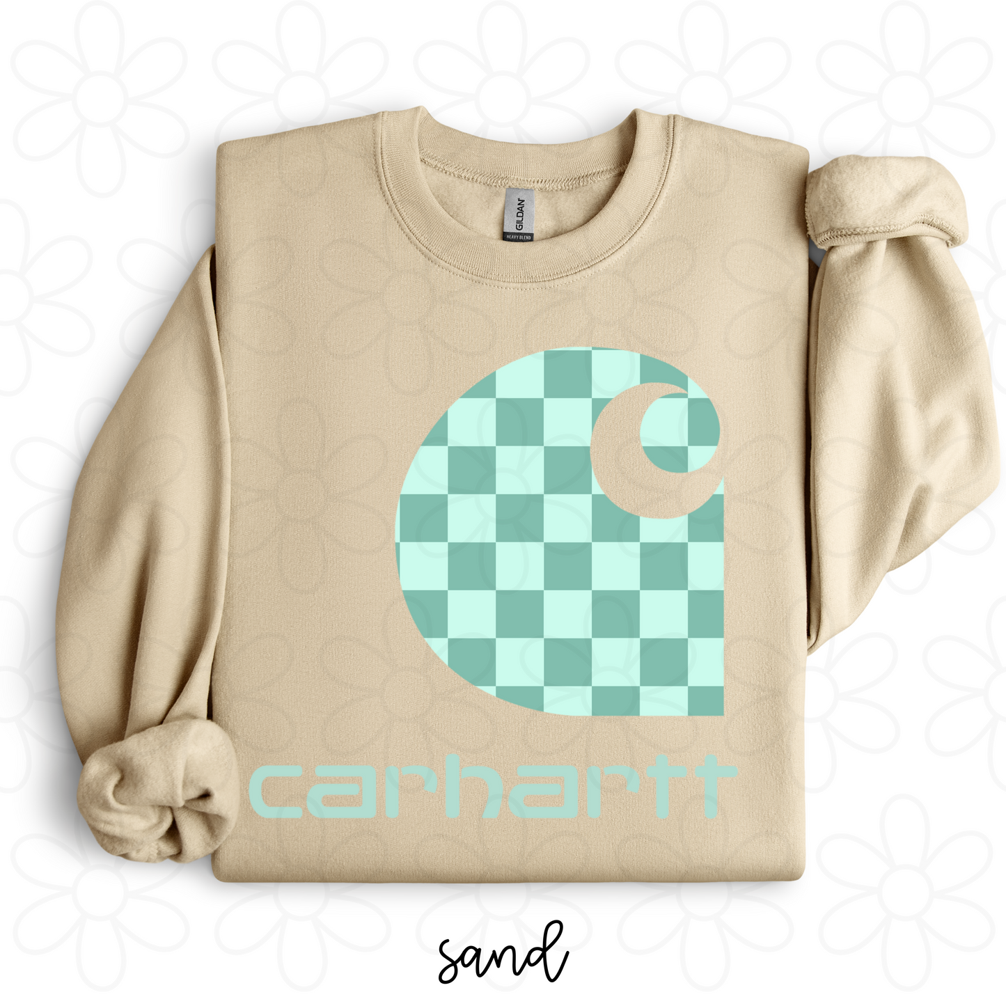 Carhartt Bright Blue Checkered DTF Transfer