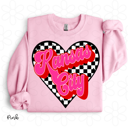 Kansas City Checkered Heart Completed Tee