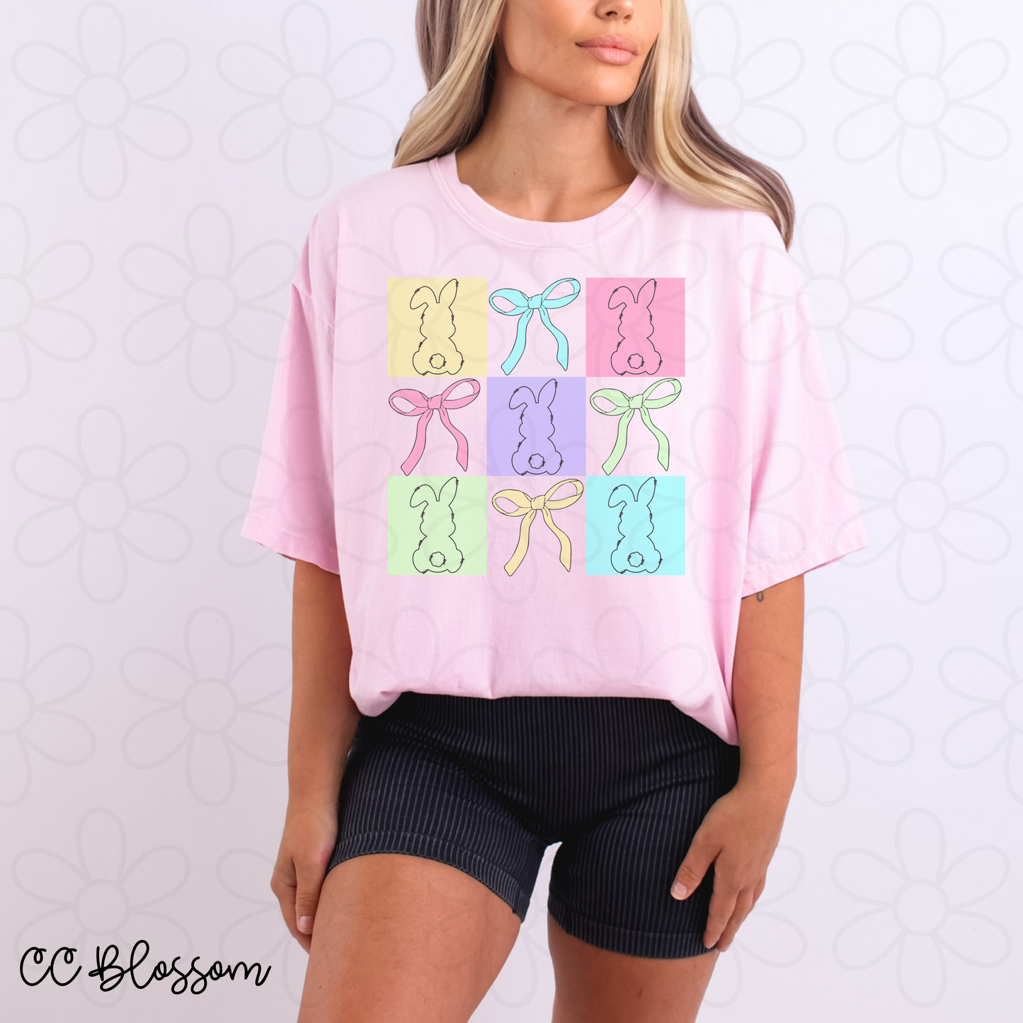 Pastel Bunny Bow Coquette Completed Tee