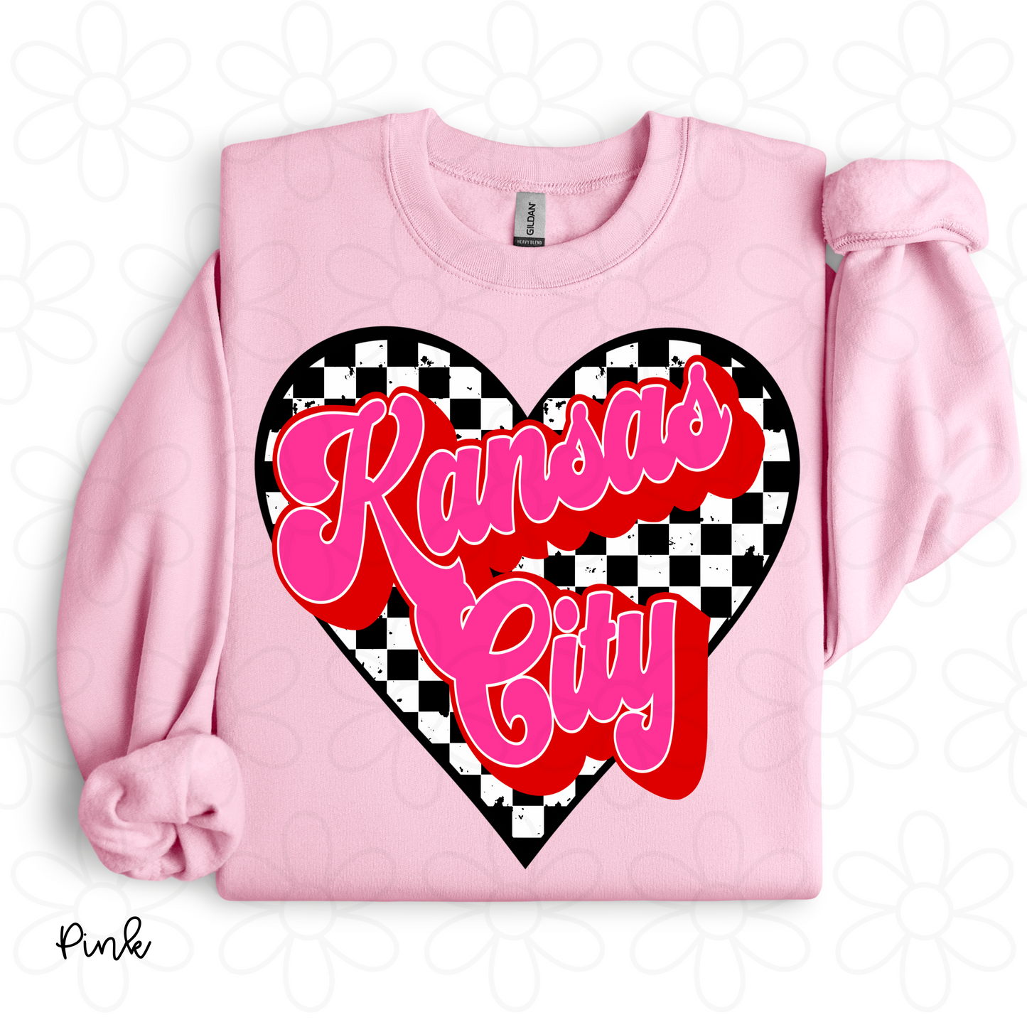 Kansas City Checkered Heart  Kids Completed Tee