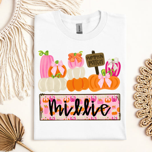 Custom Girls Pumpkin Patch Completed Tee