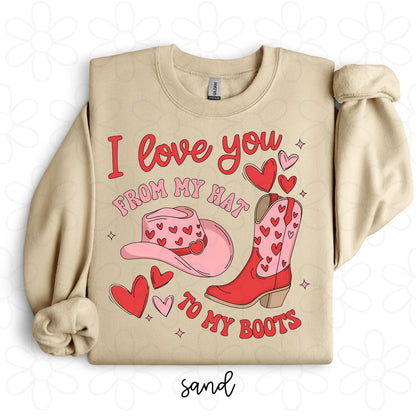 I Love You From My Hat To My Boots Kids Completed Tee