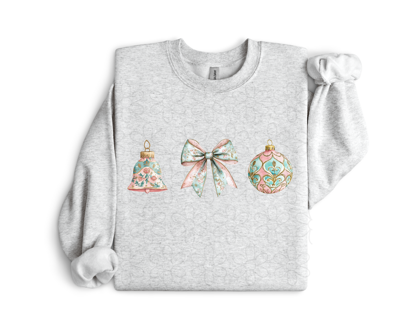 Vintage Floral Christmas Ornament Coquette Completed Tee