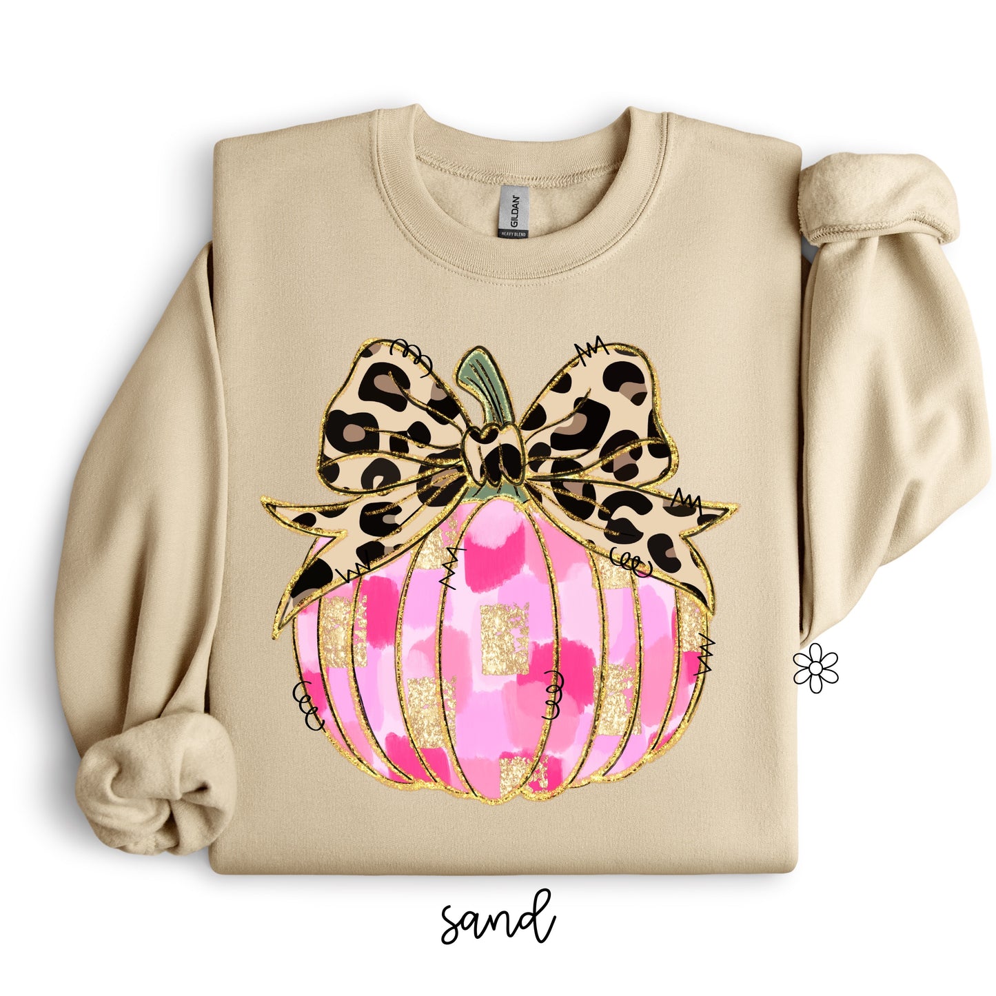 Pink Pumpkin Leopard Bow DTF Transfer