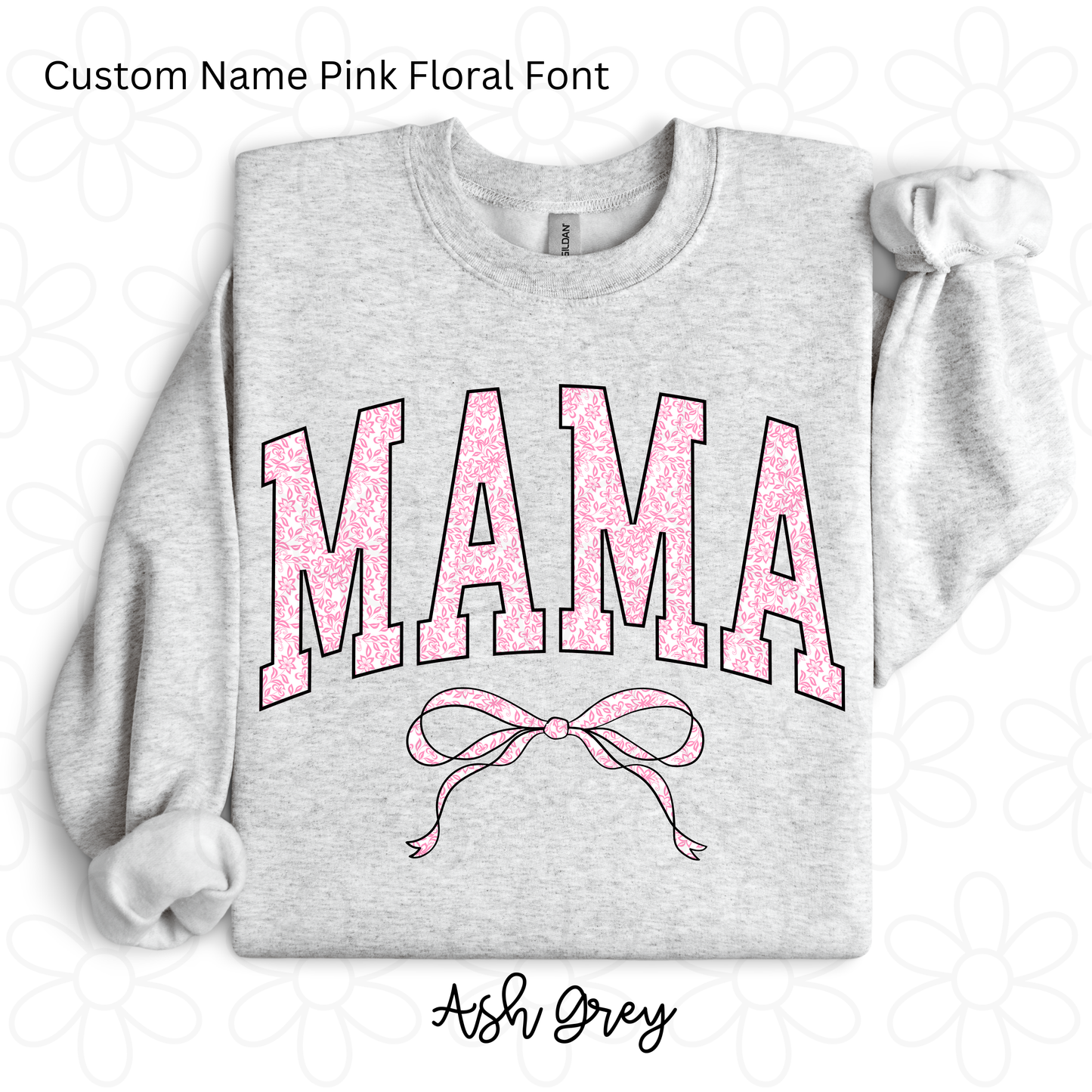 Custom Pink Floral Bow Completed Tee