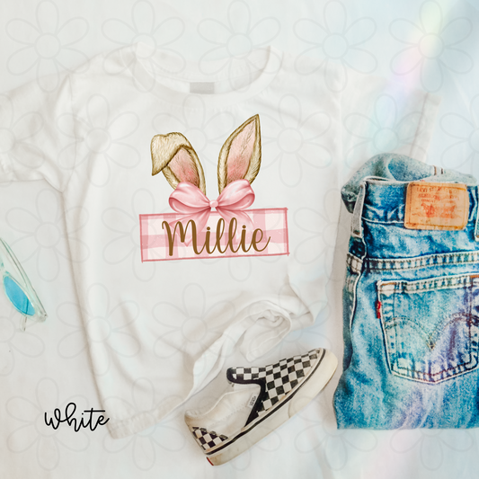 Custom Name Bunny Ears Kids Completed Tee