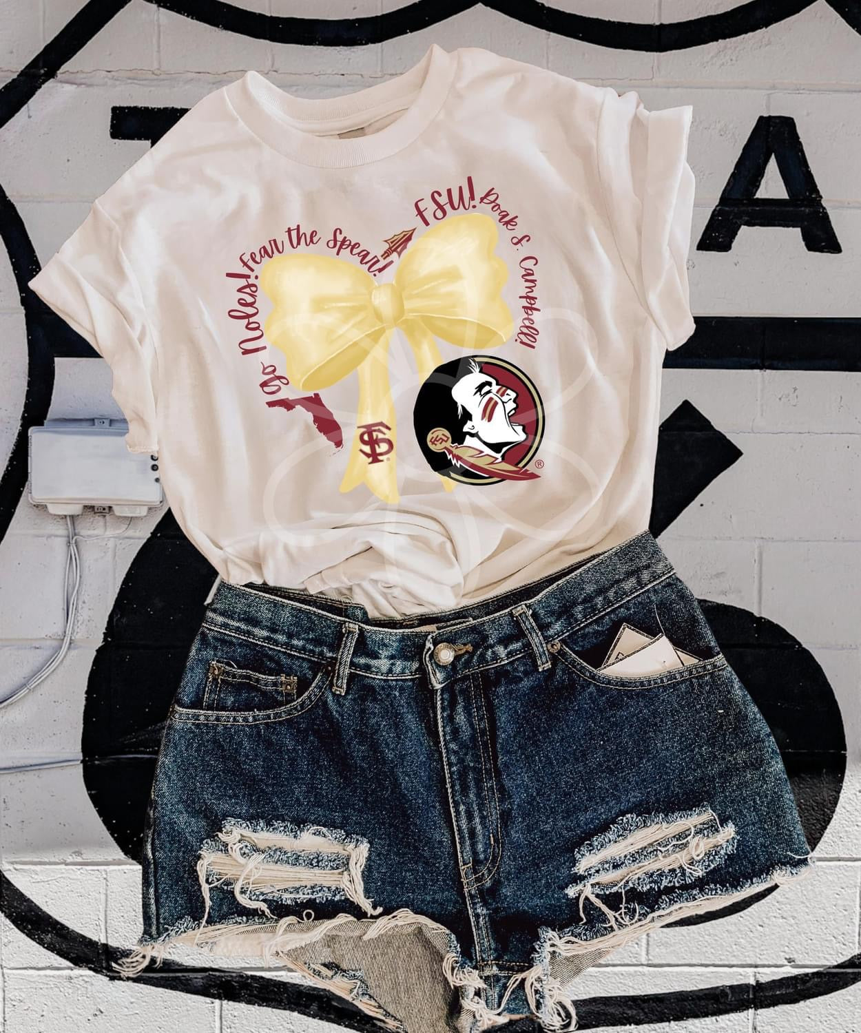 ‘FSU’ Yellow Bow Completed Tee