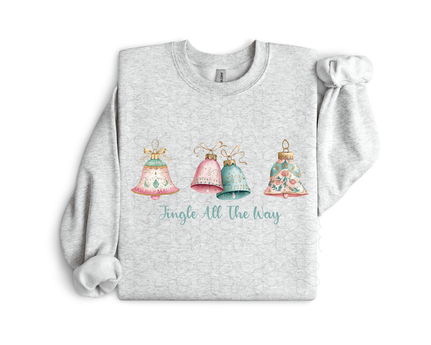 Jingle All The Way Pink and Turquoise Bells DTF Transfer