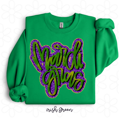 Leopard Mardi Gras kids Completed Tee