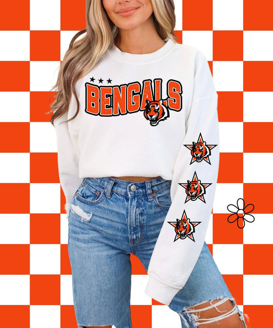 ‘Bengals’ Star Sleeves ⭐️ Completed Tee