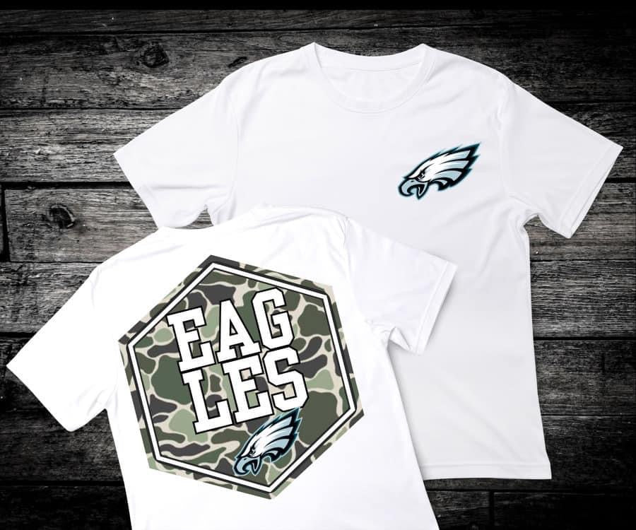 Front & Back Camo ‘Eagles’ 🏈 DTF Transfer Only